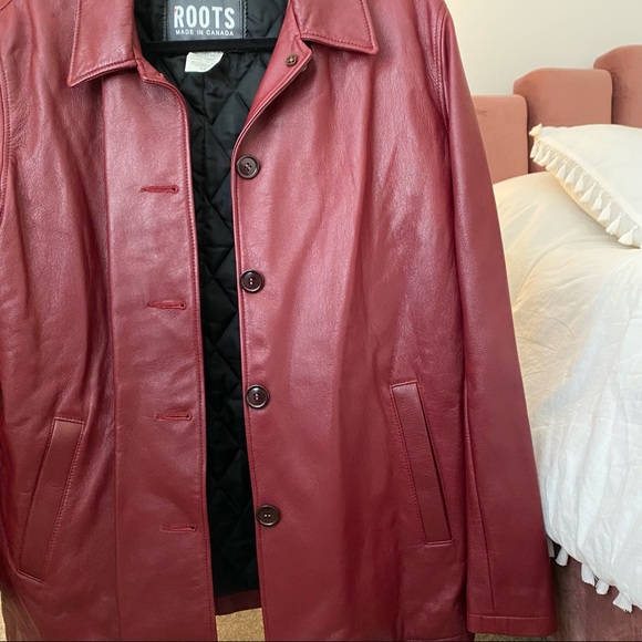 Roots VINTAGE RED LEATHER JACKET, amazing conditions, fits like a M-L - Picture 2 of 4